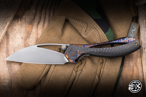 Preowned-WE Knife Co. Isham Pleroma Integral Knife Titanium/Carbon Fiber 2.95" M390 Wharncliffe