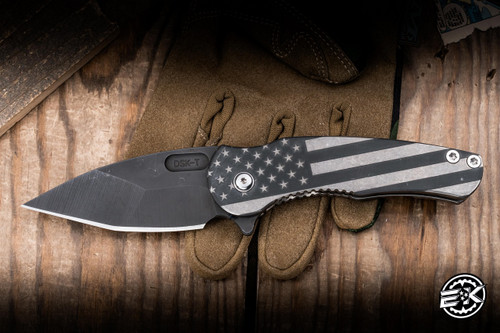 Preowned-DSK Tactical Knives Stealth Folding Knife Flag Titanium 3.5" 154 Dark Stonewash