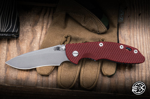 Hinderer Knives XM-18 Non Flipper Folding Knife Red G10/Battle Blue Titanium 3.5" MagnaCut Recurve