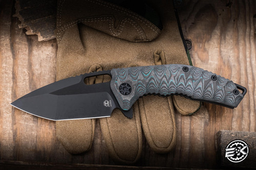 Heretic Knives Medusa Manual Folding Knife Shipwreck CamoCarbon/Black Aluminum 3.25" MagnaCut Tanto DLC H009-6A-SHIPCF
