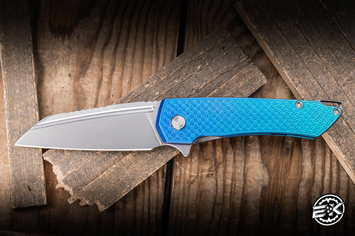 MachineWise Mojave Folding Knife Textured Blue/Teal Fade Titanium 3.45" S90V Wharncliffe 1456