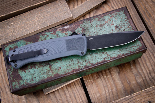 Benchmade Shootout OTF Automatic Knife Dark Grey Grivory 3.5" S30V Drop Point DLC Battlewash 5371BK-05