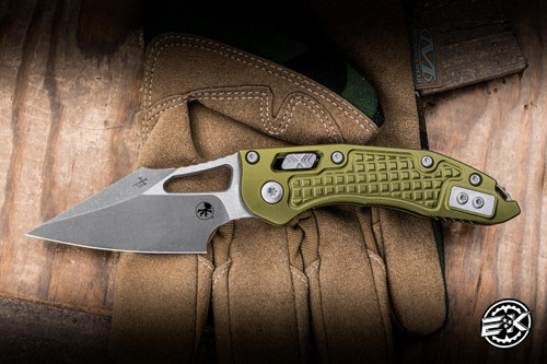 Microtech M-Stitch Ram-LOK Folding Knife OD Green Frag Aluminum 3.25" M390 Apocalyptic 169MRL-10APFROD