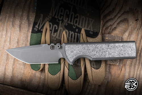 Chaves Knives Integral N.T.A.K. Folding Knife Titanium, Crystal Magnetic Inlay 3.56" M390 Tanto 