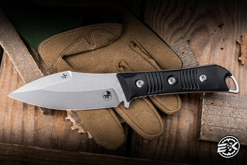 Microtech/Borka Blades Always Survive Fixed Blade Knife Black G10 4.4" M390 Spear Point Stonewash 96-10BK