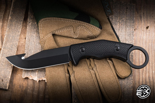 Daily Carry Co. Garuda Fixed Blade Knife G10 3.62" 14C28N Drop Point Tactical Hook Black