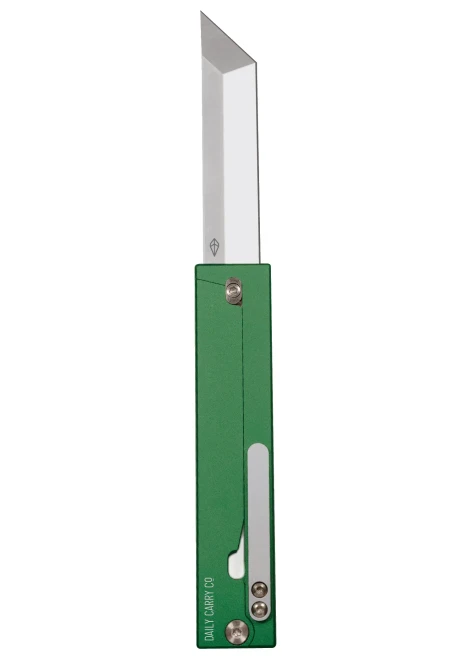 Daily Carry Co. Parachute Lightweight EDC Gravity Knife Green Aluminum 2.76" 14C28N Tanto