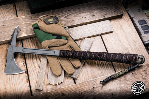 Preowned-RMJ Tactical "Eagle Talon" S7 Tomahawk Dirty Olive G10 18" Tungsten