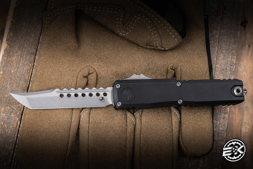 Microtech UTX-70 Gen IV OTF Automatic Knife Black Aluminum 2.5" M390 Hellhound Stonewash 14194-10S