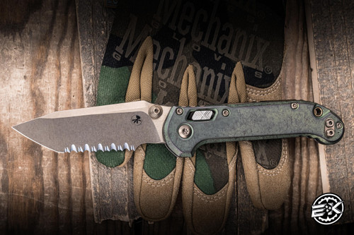 Microtech Marfione Select LUDT Ram Lok Folding Knife Antique Green Titanium 3.4" M390 Tanto Bronze Serrated 1136RLS-15MS1