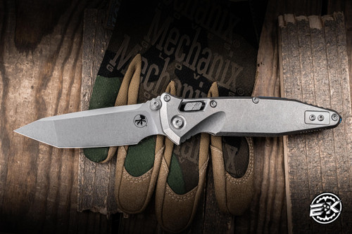 Microtech Marfione Select Socom RAM-LOK Manual Folding Knife Titanium/Blue Accent 4" M390 Tanto Stonewash 161RLS-10MS3
