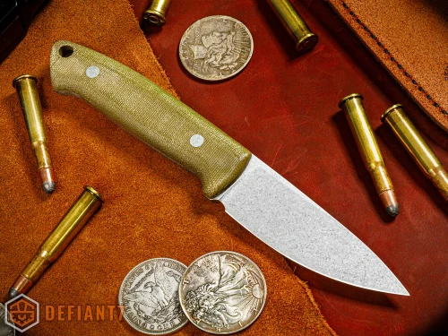 Defiant 7 Ankar Fixed Blade Knife Green Micarta 4" Drop Point