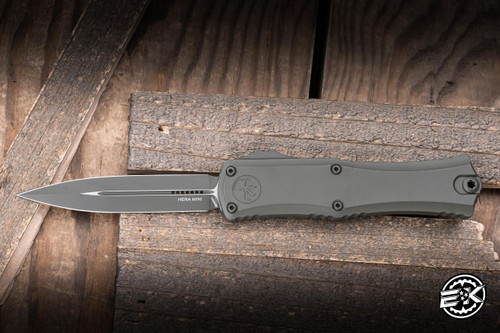 Microtech Hera II Mini OTF Automatic Knife Aluminum 3" M390 Dagger Moss Green Cerakote 1702M-1CMG