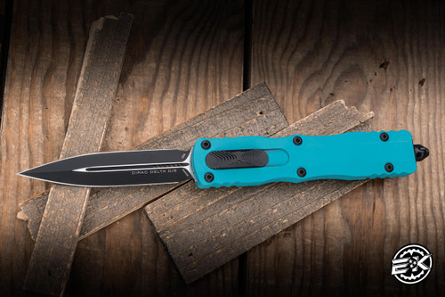 Microtech Dirac Delta OTF Automatic Knife Cyan Aluminum 3.8" M390 Dagger Black 227-1CN