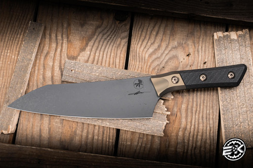 Microtech Chef Kitchen Cutlery Knife Carbon Fiber/Bronze Titanium Bolster 8" M390 DLC 3000B-1DLCCFS