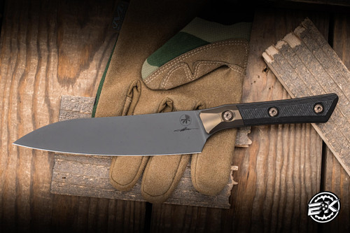 Microtech Utility Kitchen Knife Carbon Fiber/Bronze Titanium Bolster 6" M390 DLC 3400B-1DLCCFS