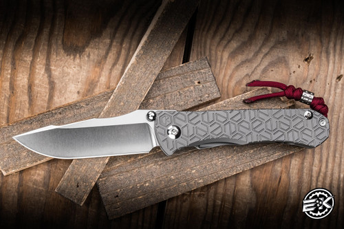 Chris Reeve Knives Umnumzaan Folding Knife Glass Blasted EKamo Titanium 3.7" MagnaCut Drop Point UMN-1632-004