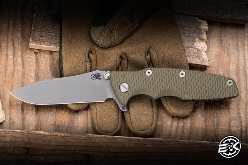 Preowned-Rick Hinderer Knives EKlipse Folding Knife Triway OD Green G1O/Battle Bronze 3.5" MagnaCut