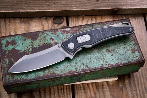 Hawk Knives Talon Automatic Titanium Brightwashed/Cosmos Black Glass Carbon Overlay 3.5" M390