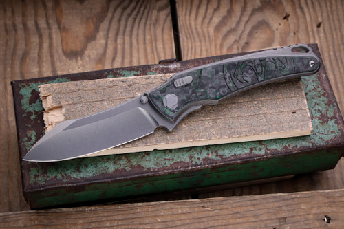 Hawk Knives Talon Titanium/Green Techno Carbon Overlay 3.5" M390 Brightwashed