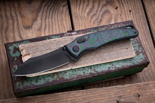 Hawk Knives Talon Titanium/Kelp Bed Carbon Overlay 3.5" M390 DLC