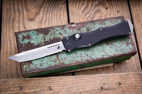 Microtech Marfione Select Halo IV OTF Knife Aluminum 3.8" M390 Tanto Stonewash Part Serrated 1151-11MS1