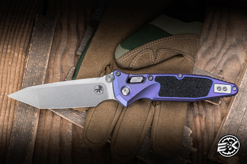 Microtech Marfione Select Socom RAM-LOK Manual Folding Knife Purple Haze Titanium/Textured Inlay 4" M390 Tanto Stonewash 161RL-10MS6
