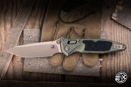 Microtech Marfione Select Socom RAM-LOK Manual Folding Knife Antique Green Titanium/Textured Inlay 4" M390 Tanto Bronze Stonewash 161RL-13MS1