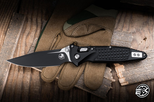 Microtech Socom Elite RAM-LOK Manual Folding Knife Frag Aluminum 3.8" M390 Clip Point Black 160RL-1FR