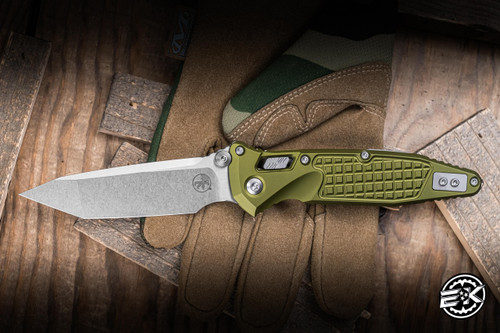 Microtech Socom RAM-LOK Manual Folding Knife OD Green Frag Aluminum 4" M390 Tanto Stonewash 161RL-10FROD