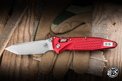 Microtech Socom RAM-LOK Manual Folding Knife Red Frag Aluminum 4" M390 Tanto Stonewash 161RL-10FRRD