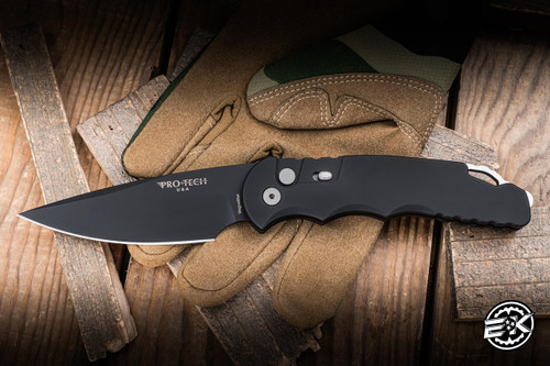 ProTech TR-4 Tactical Response 4 Automatic Folding Knife Black Aluminum 4" MagnaMax Saber Black DLC T4103-MM