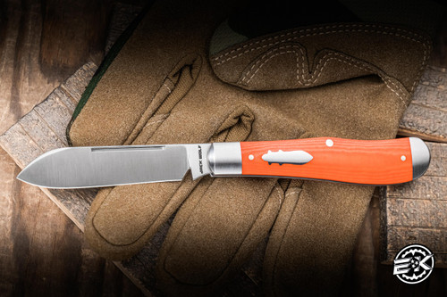 Jack Wolf Knives Eureka Slipjoint Folding Knife Vibe Bengal Orange Linen Micarta 2.83" 14C28N Satin