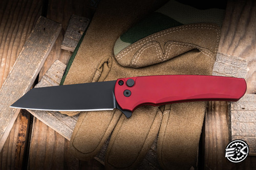 ProTech Malibu Button Lock Flipper Knife Red Aluminum 3.25" MagnaCut Reverse Tanto DLC 5403-RED