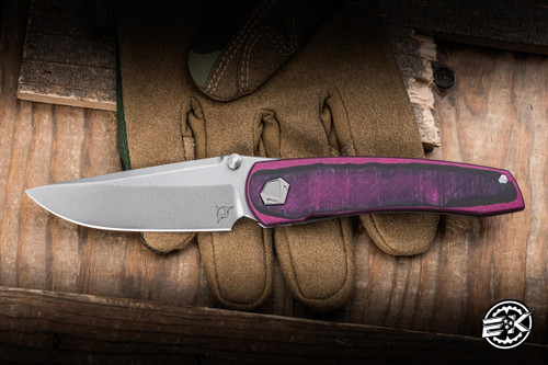 Sharknivco WAKA 4.9 Folding Knife Titanium/Purple Rain CamoQuartz Inlay 3.25" RWL-34 Blasted