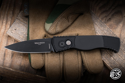 Preowned-ProTech TR-2 Tactical Response Automatic Folding Knife Textured Black Aluminum 3" MagnaCut