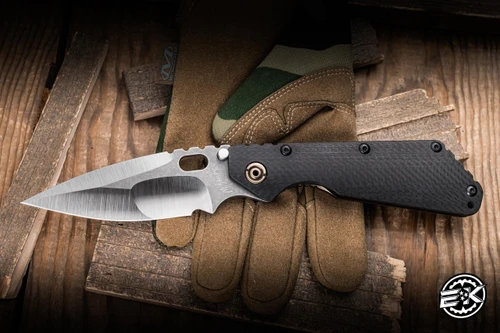 Preowned-Mick Strider XL Folding Knife Bronze Titanium/Black Carbon Fiber 4.3" Drop Point