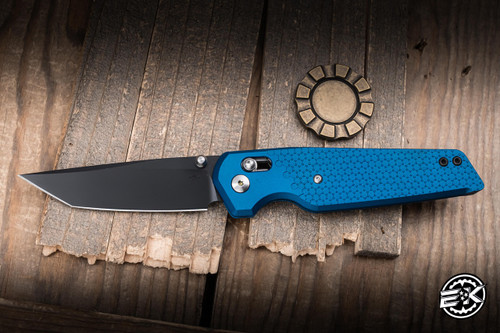 Toor Knives Bateman Folding Knife Cobalt Aluminum 3.5" MagnaCut Tanto Black