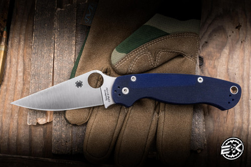 Preowned-Spyderco Paramilitary 2 Folding Knife Dark Blue G10 3.4" S110V Satin C81GPDBL2