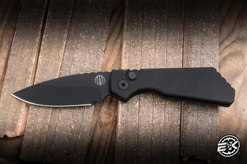Preowned-Pro-Tech Strider PT+ AUTO Folding Knife Aluminum 3.05" CruWear Drop Point Black DLC
