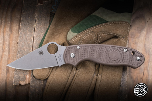 Preowned-Sprint Run-Spyderco Para 3 Lightweight Knife Brown FRN  2.93" 15V Leaf Satin C223PBN15V