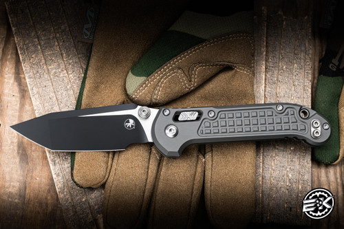 Microtech LUDT Ram-Lok Manual Folding Knife Natural Clear Frag Aluminum 3.4" M390 Tanto Black 1136RL-1FRNC