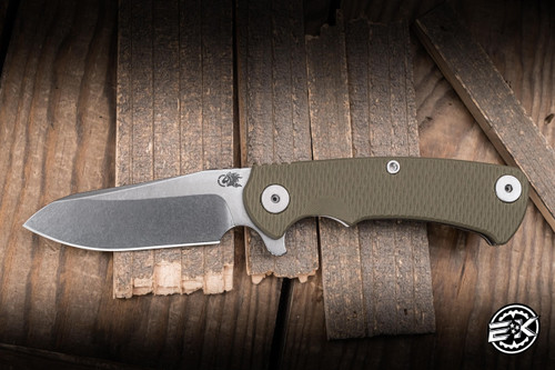 Hinderer Knives Project X Flipper Knife OD Green G10/Stonewash 3.65" MagnaCut Sheepsfoot