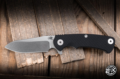Hinderer Knives Project X Flipper Knife Black G10/Working Finish 3.65" MagnaCut Sheepsfoot Stonewash