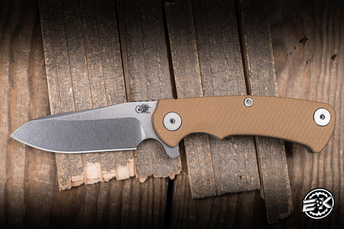 Hinderer Knives Project X Flipper Knife Coyote G10/Working Finish 3.65" MagnaCut Sheepsfoot Stonewash