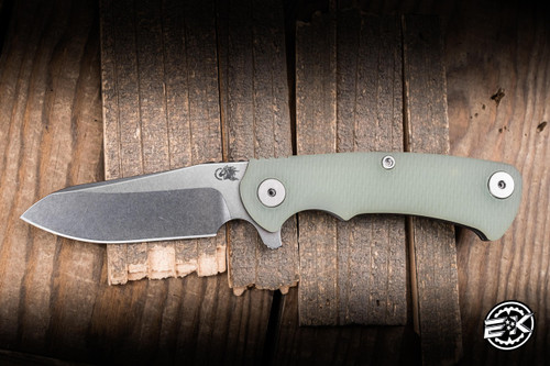 Hinderer Knives Project X Flipper Knife Translucent Green G10/Working Finish 3.65" MagnaCut Sheepsfoot Stonewash