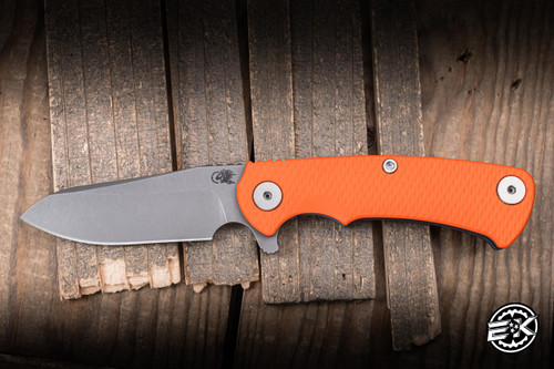 Hinderer Knives Project X Flipper Knife Orange G10/Battle Blue 3.65" MagnaCut Sheepsfoot