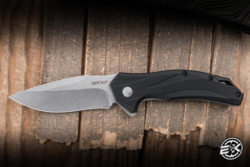 Kershaw Lateral Assisted Flipper Knife Black GFN 3.1" 8Cr13MoV Drop Point Stonewash 1645