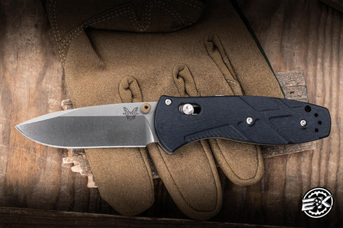 Benchmade Mini Barrage AXIS-Assist Folding Knife Blue Canyon Richlite 2.9" S30V Drop Point Stonewash  585-03