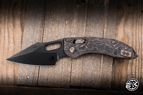 Microtech Marfione Select Stitch Ram-LOK Folding Knife Livewire Carbon Fiber/Flamed Ti Accent 3.75" M390 DLC Stonewash 169RL-1DLCMS1